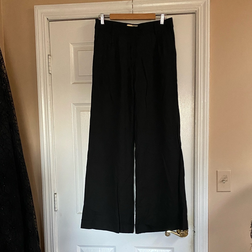Elizabeth & James Black Wool Trouser Pants Wide Leg Legged